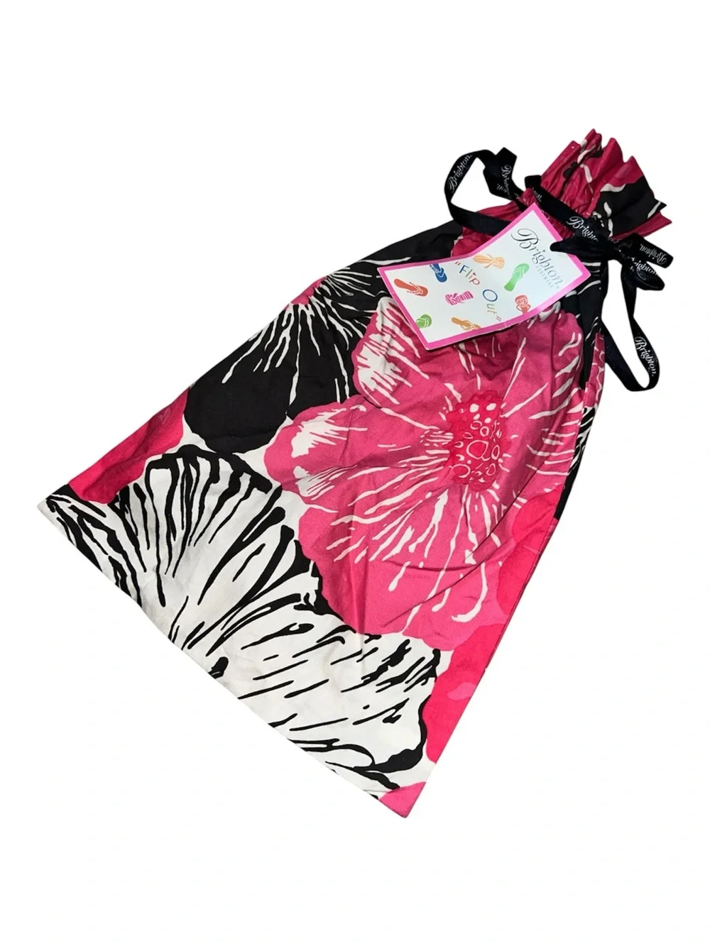 Brighton Flip Flop Bag Pink Black and White Floral NEW